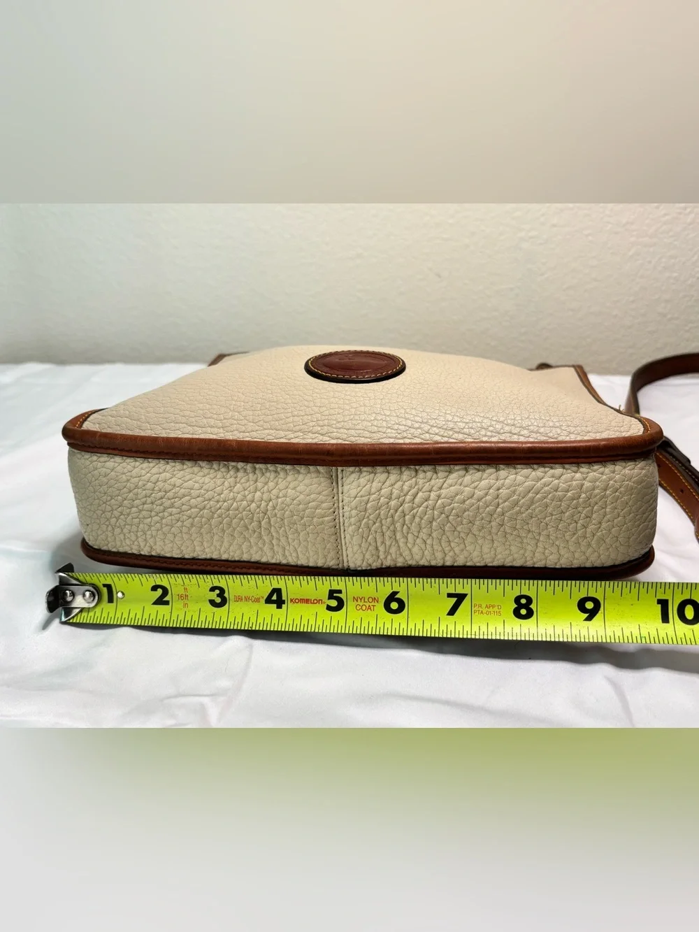 Vintage Dooney & Bourke Suede Interior Cream and Brown Pebble Leather Crossbody